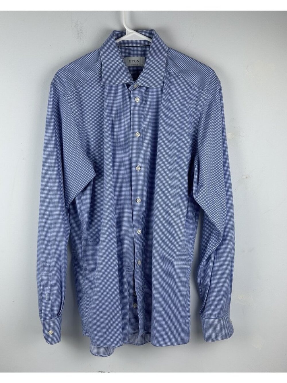 Eton York Contemporary Mens Gingham Check Long Sleeve Dress Shirt Size 16.5 - 42